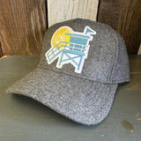Hermosa Beach LIFEGUARD TOWER 5 Panel Low Profile Melton Wool Blend Baseball Cap with Velcro Closure - Heather Grey