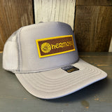 Hermosa Beach AS REAL AS THE STREETS  High Crown Trucker Hat - Grey (Curved Brim)