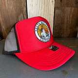 SOUTH BAY SURF (Multi Colored Patch) High Crown Trucker Hat - Red/Black