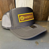 Hermosa Beach AS REAL AS THE STREETS High Crown Trucker Hat - Charcoal (Curved Brim)