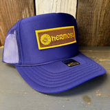 Hermosa Beach AS REAL AS THE STREETS High Crown Trucker Hat - Purple