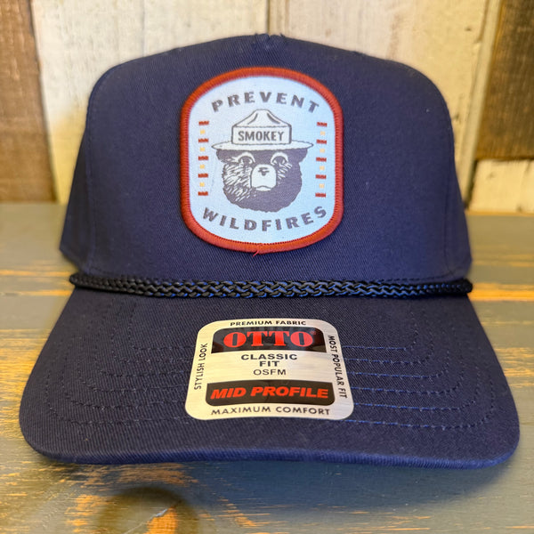 SMOKEY BEAR :: PREVENT WILDFIRES 5 Panel Mid Profile Baseball Cap - Navy