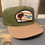 Two-tone cactus and dune workhorse hat with front sunset patch, made of durable material for everyday wear.