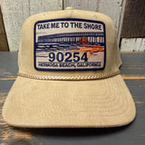 Khaki corduroy cap, 100% cotton, mid profile; ideal for casual wear and sun protection.