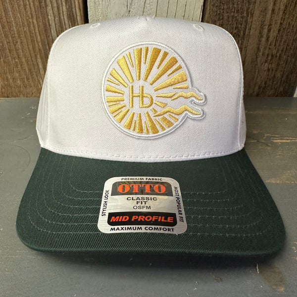 Hermosa Beach CLASSIC LOGO 5 Panel Mid Profile Baseball Cap - Dark Green/White
