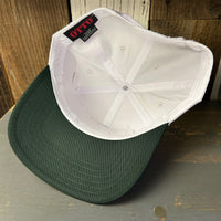 SO FAR :: SO BUENO 5 Panel Mid Profile Baseball Cap - Dark Green/White