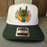 SO FAR :: SO BUENO 5 Panel Mid Profile Baseball Cap - Dark Green/White