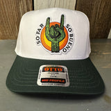 SO FAR :: SO BUENO 5 Panel Mid Profile Baseball Cap - Dark Green/White