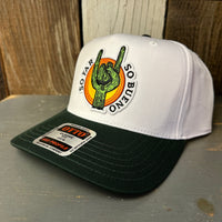 SO FAR :: SO BUENO 5 Panel Mid Profile Baseball Cap - Dark Green/White