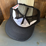 Hermosa Beach SURF HERMOSA :: OPEN DAILY - 5 Panel Mid Profile Trucker Hat - Black