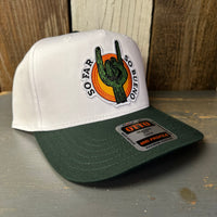 SO FAR :: SO BUENO 5 Panel Mid Profile Baseball Cap - Dark Green/White