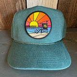 Hermosa Beach OBLIGATORY SUNSET 5 panel Stone Washed Canvas 2-Tone - Moss/Moss Braid