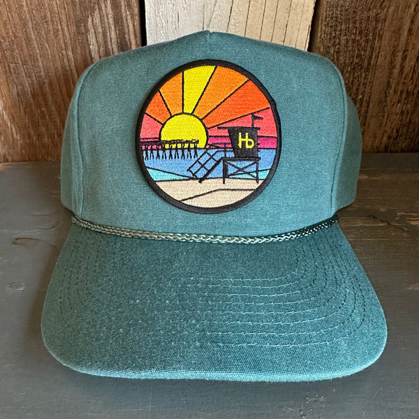Hermosa Beach OBLIGATORY SUNSET 5 panel Stone Washed Canvas 2-Tone - Moss/Moss Braid