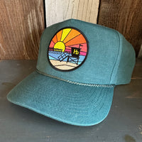 Hermosa Beach OBLIGATORY SUNSET 5 panel Stone Washed Canvas 2-Tone - Moss/Moss Braid