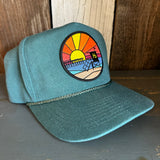 Hermosa Beach OBLIGATORY SUNSET 5 panel Stone Washed Canvas 2-Tone - Moss/Moss Braid