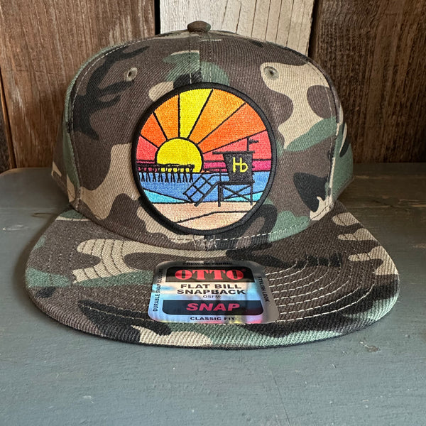Hermosa Beach OBLIGATORY SUNSET 6-Panel Mid Profile Snapback Hat - Camo