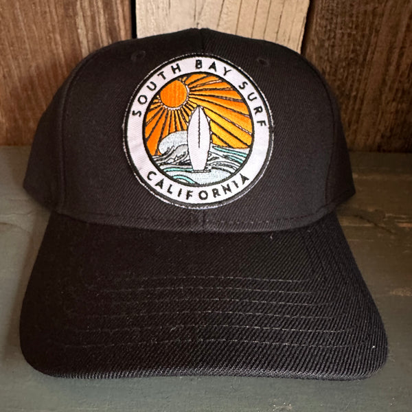 SOUTH BAY SURF (Multi Colored Patch) Premium 6-Panel Low Profile Snapback Hat - Black