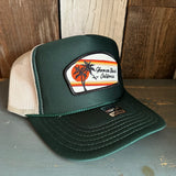 Hermosa Beach RETRO SUNSET High Crown Trucker Hat (Dark Green/Khaki)
