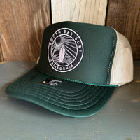 SOUTH BAY SURF (Multi Colored Patch) High Crown Trucker Hat (Dark Green/Khaki)