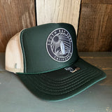 SOUTH BAY SURF (Multi Colored Patch) High Crown Trucker Hat (Dark Green/Khaki)