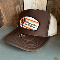 Hermosa Beach RETRO SUNSET High Crown Trucker Hat - Brown/Khaki