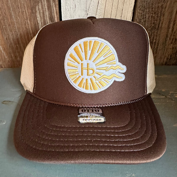 Hermosa Beach CLASSIC LOGO High Crown Trucker Hat - Khaki/Brown
