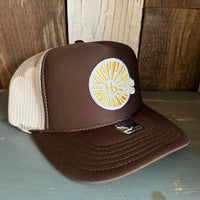 Hermosa Beach CLASSIC LOGO High Crown Trucker Hat - Khaki/Brown