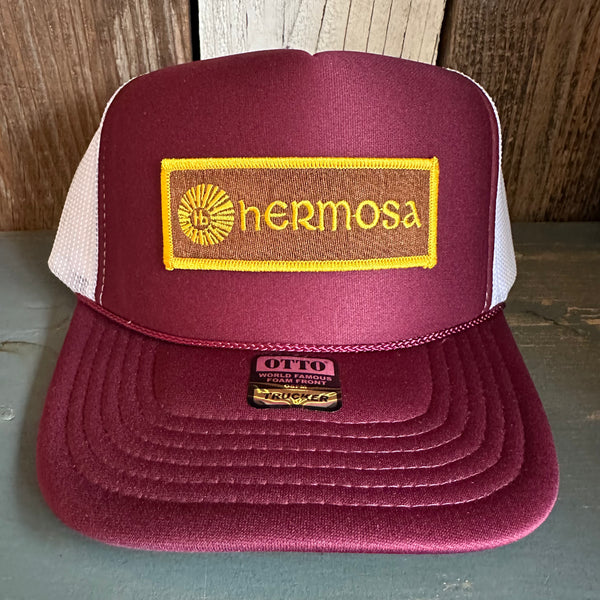 Hermosa Beach AS REAL AS THE STREETS Trucker Hat (Maroon/White)