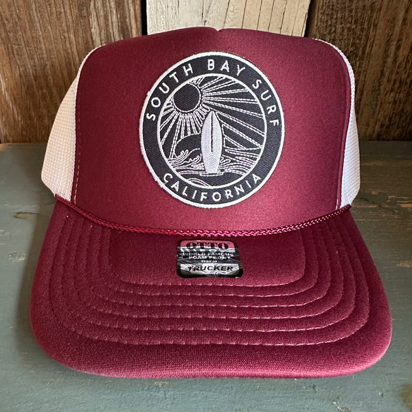 SOUTH BAY SURF (Navy Colored Patch) Trucker Hat - Maroon/White