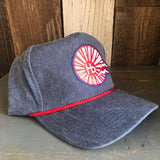 Hermosa Beach CHILL THE 4th OUT! 5 panel Stone Washed Canvas 2-Tone - Indigo/Red Braid