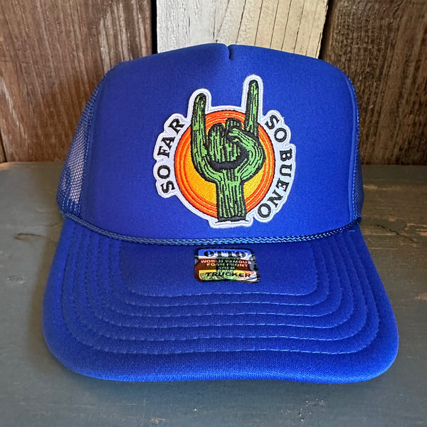 SO FAR :: SO BUENO High Crown Trucker Hat - Royal Blue (Curved Brim)