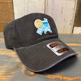 Charcoal grey cotton LIFEGUARD TOWER dad hat displayed on a wooden surface.