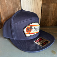 Hermosa Beach RETRO SUNSET 7 Panel Snapback Hat - Navy