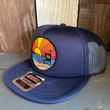 Hermosa Beach OBLIGATORY SUNSET Trucker Hat - Navy (Flat Brim)