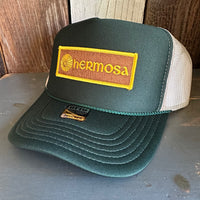 Hermosa Beach AS REAL AS THE STREETS High Crown Trucker Hat (Dark Green/Khaki)