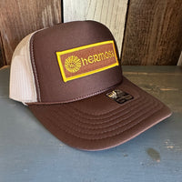 Hermosa Beach AS REAL AS THE STREETS High Crown Trucker Hat - Khaki/Brown