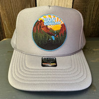 ZION NATIONAL PARK High Crown Trucker Hat - Grey (Curved Brim)