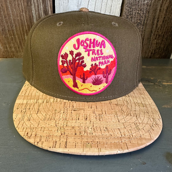 JOSHUA TREE NATIONAL PARK Premium 5-Panel Mid Profile Snapback Hat - Green/Cork/Green