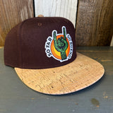 SO FAR :: SO BUENO Premium 5-Panel Mid Profile Snapback Hat - Maroon/Cork/Maroon