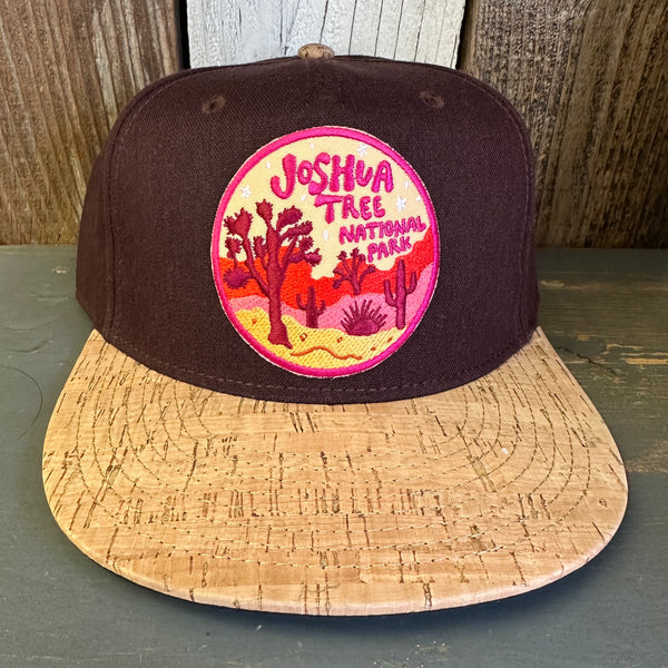 JOSHUA TREE NATIONAL PARK Premium 5-Panel Mid Profile Snapback Hat - Maroon/Cork/Maroon