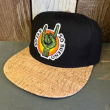 SO FAR :: SO BUENO Premium 5-Panel Mid Profile Snapback Hat - Black/Cork/Black