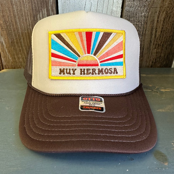 Hermosa Beach MUY HERMOSA High Crown Trucker Hat - Khaki/Brown