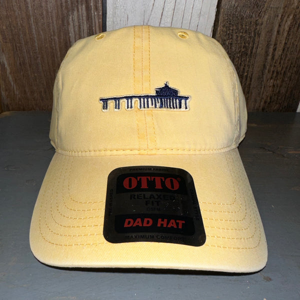 MANHATTAN BEACH PIER AND ROUNDHOUSE 6 Panel Low Profile Style Dad Hat - Yellow