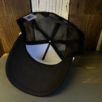 Hermosa Beach ROPER 5 panel Rope Trucker Cap - Black/White Braid (Curved Brim)