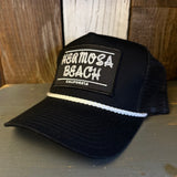 Hermosa Beach ROPER 5 panel Rope Trucker Cap - Black/White Braid (Curved Brim)