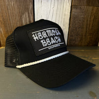 Hermosa Beach ROPER 5 panel Rope Trucker Cap - Black/White Braid (Curved Brim)