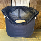 Hermosa Beach NORTH OF PIER LIFEGUARD TOWER 5 panel Rope Trucker Cap - Navy/White Braid (Curved Brim)
