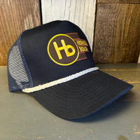 Hermosa Beach THE NEW STYLE 5 panel Rope Mesh Cap - Navy/White Braid (Curved Brim)