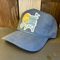 Hermosa Beach NORTH OF PIER LIFEGUARD TOWER 5 panel Stone Washed Canvas - Sky Blue