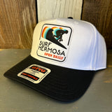 Hermosa Beach SURF HERMOSA :: OPEN DAILY 5 Panel Mid Profile Cap - Black/White